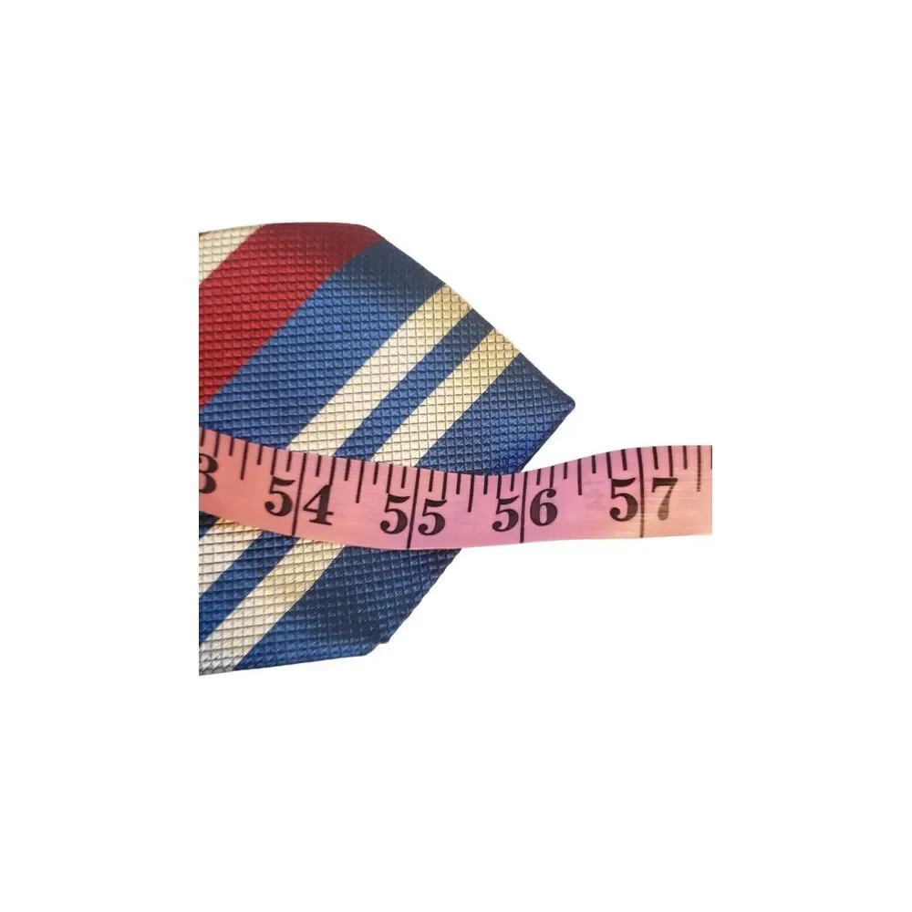 Mark‎ Pendleton Neck Tie Red White Blue Textured Stripes Italian Silk Preppy